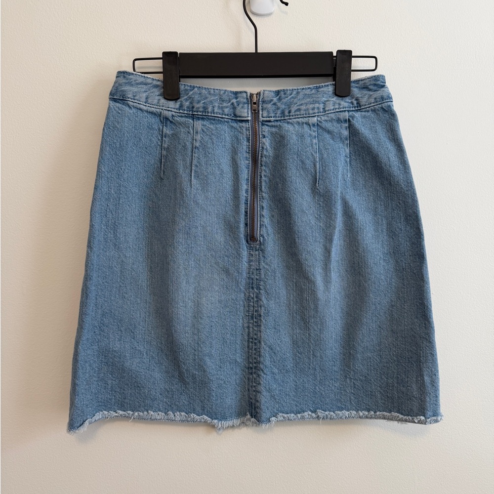 LOFT Chambray Light Blue Wrap-Style Mini Skirt - Picture 2 of 4